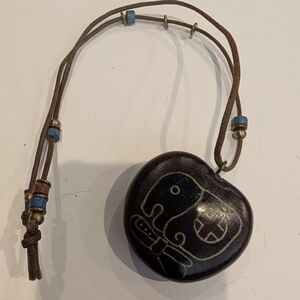 Heart-Shaped Elephant Pendant Necklace - Brown